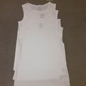 NWT! H&M Boys Size 8-10 Sleeveless 3 Pack Cotton Tank Tops White